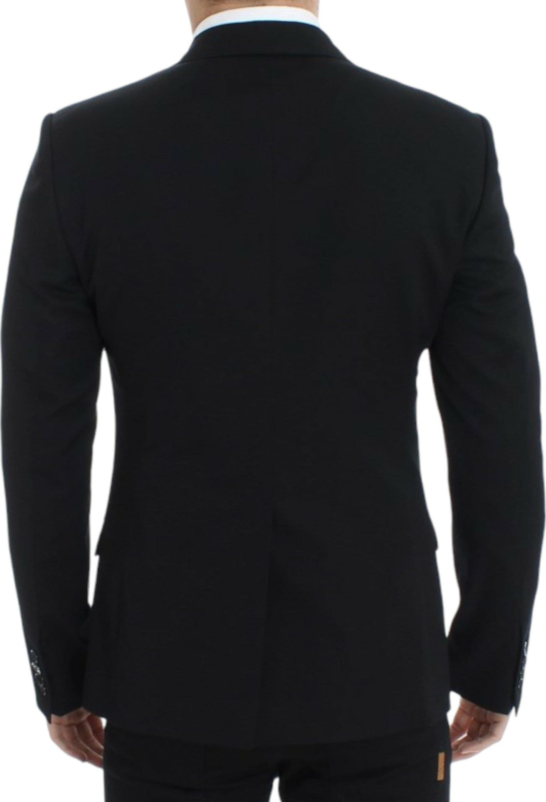 Black wool slim fit blazer - 3