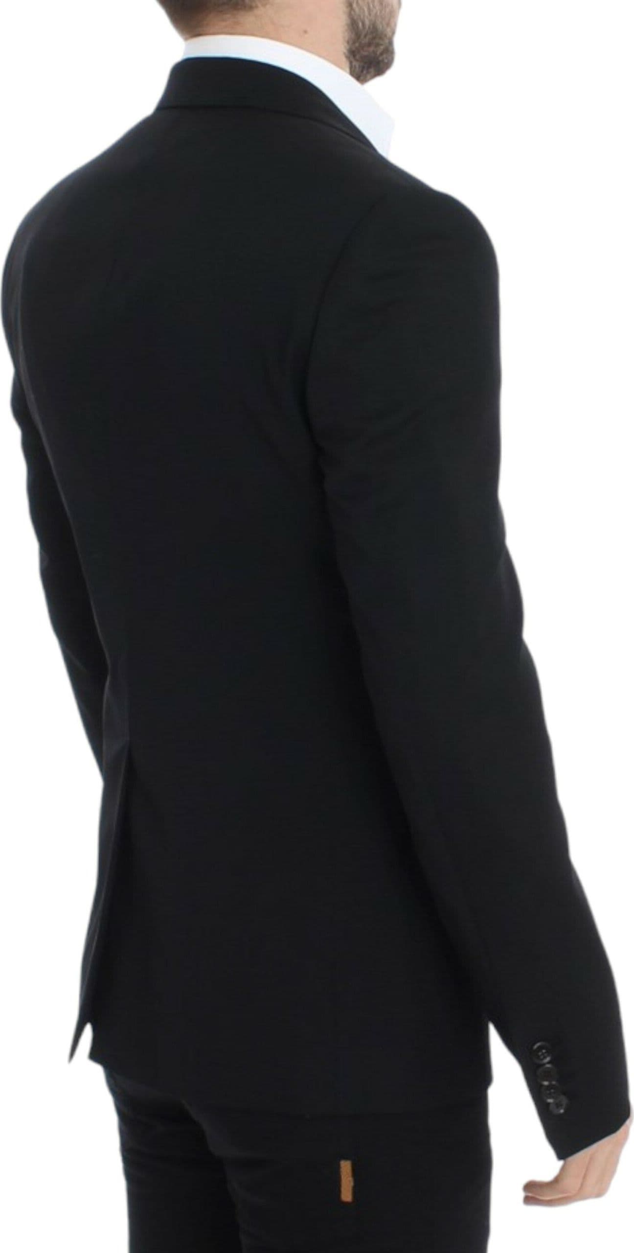 Black wool slim fit blazer - 4