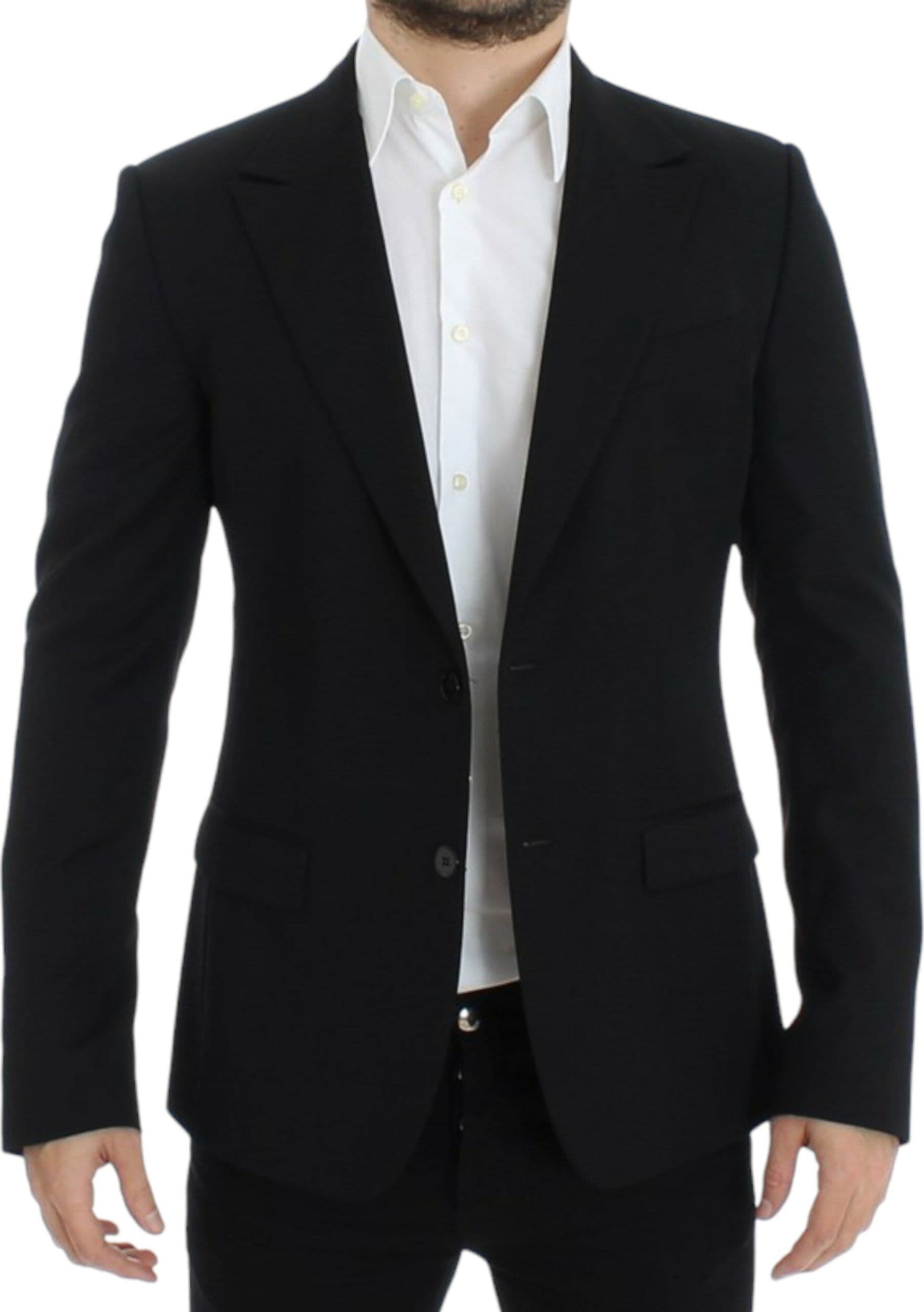 Black wool slim fit blazer - 6