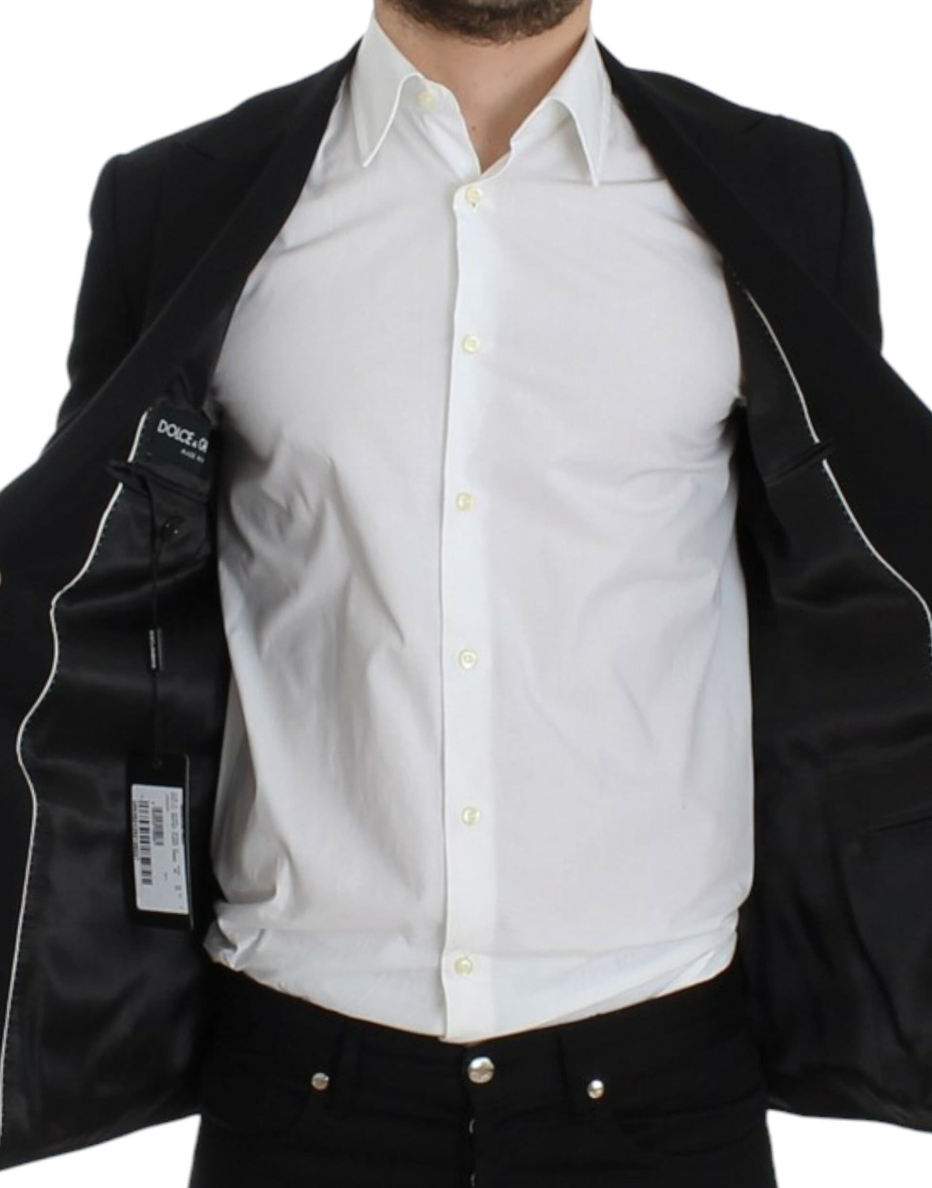 Black wool slim fit blazer - 7