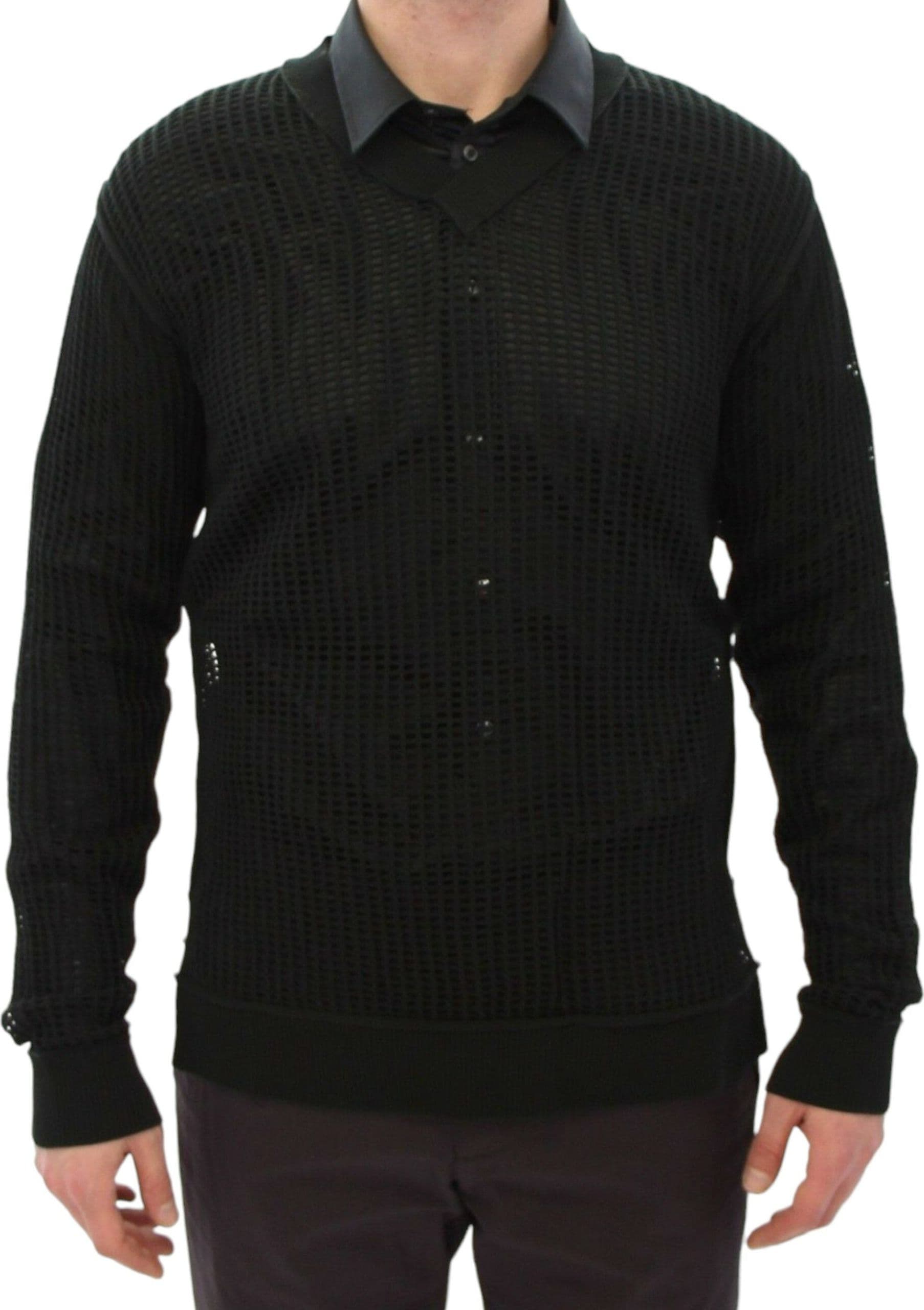 Dark Green Runway Netz Pullover Netted Sweater - 2