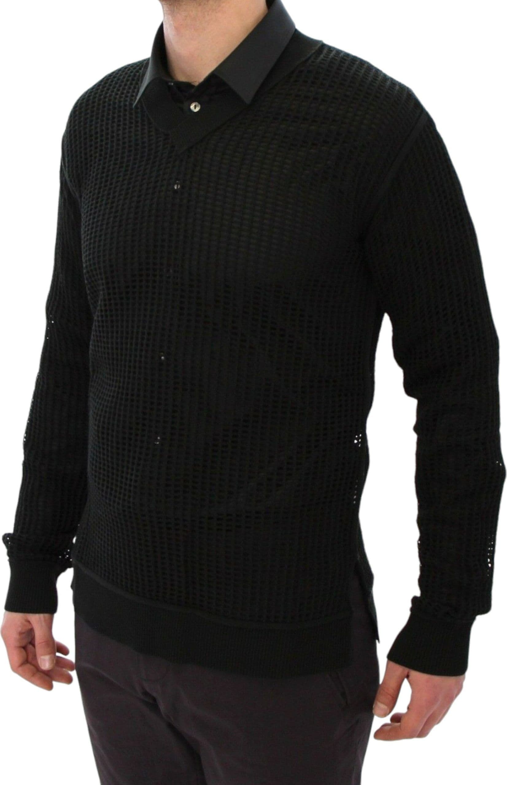Dark Green Runway Netz Pullover Netted Sweater - 3