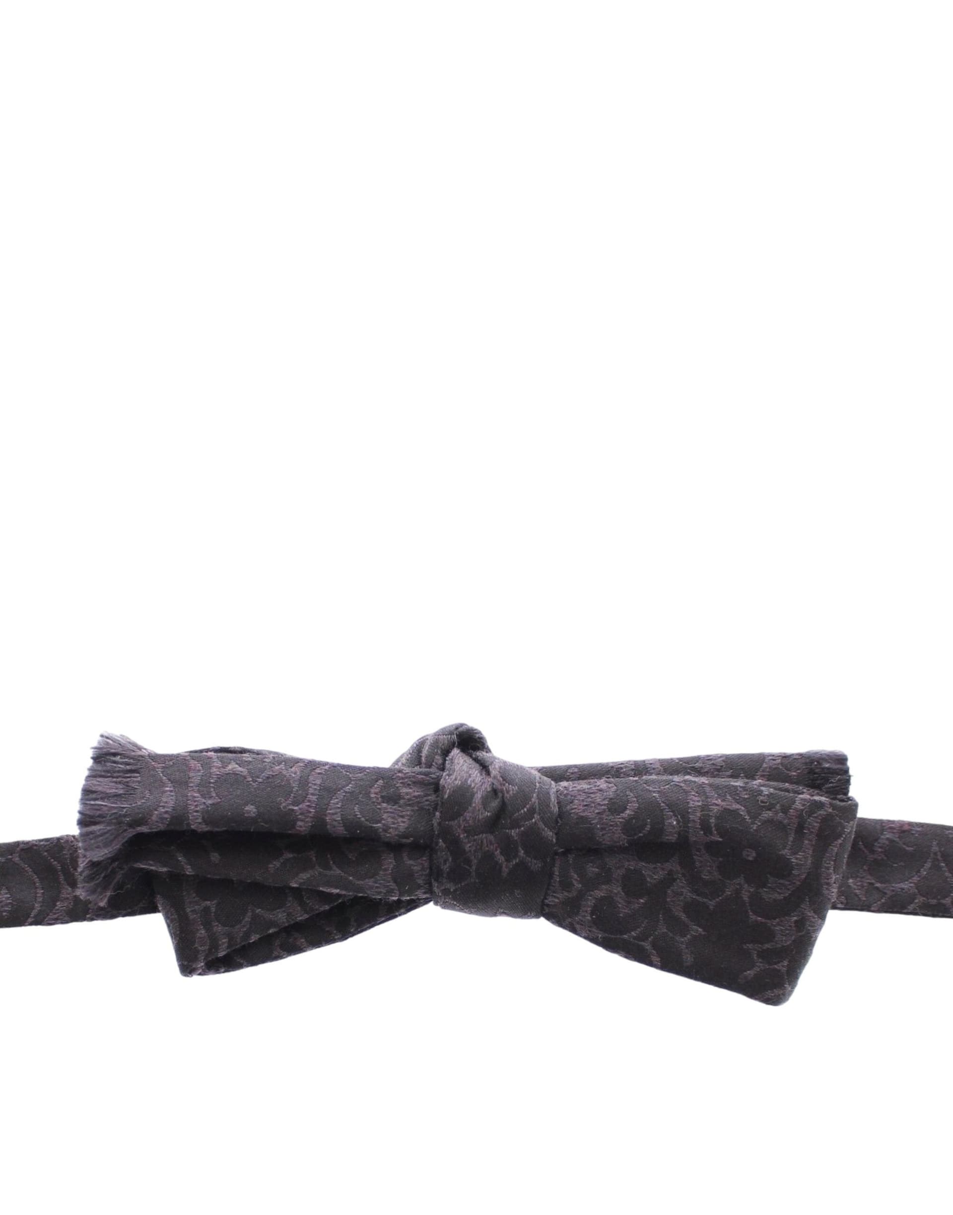 Gray Black Wool Bow Tie - 3