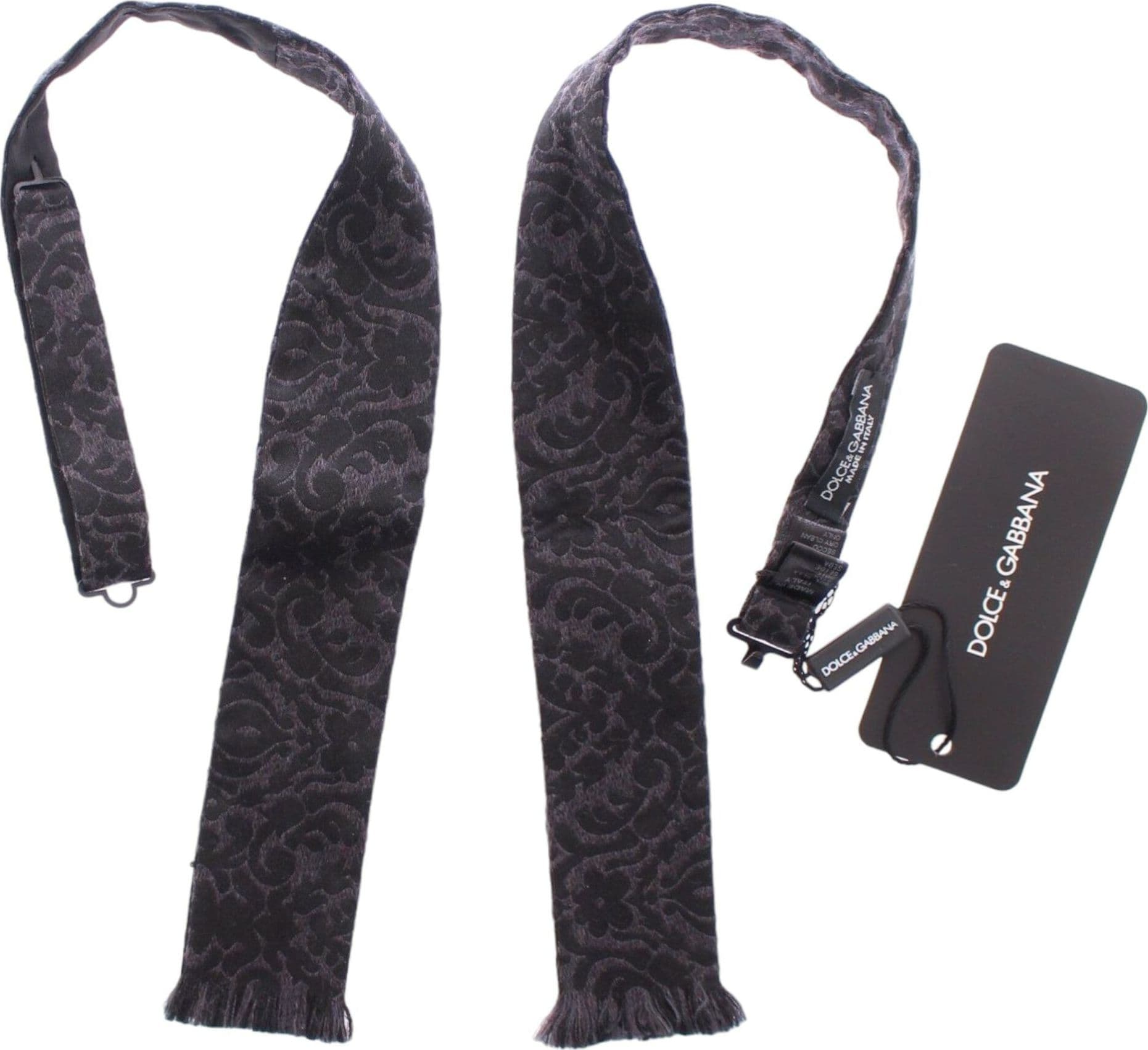 Gray Black Wool Bow Tie - 7