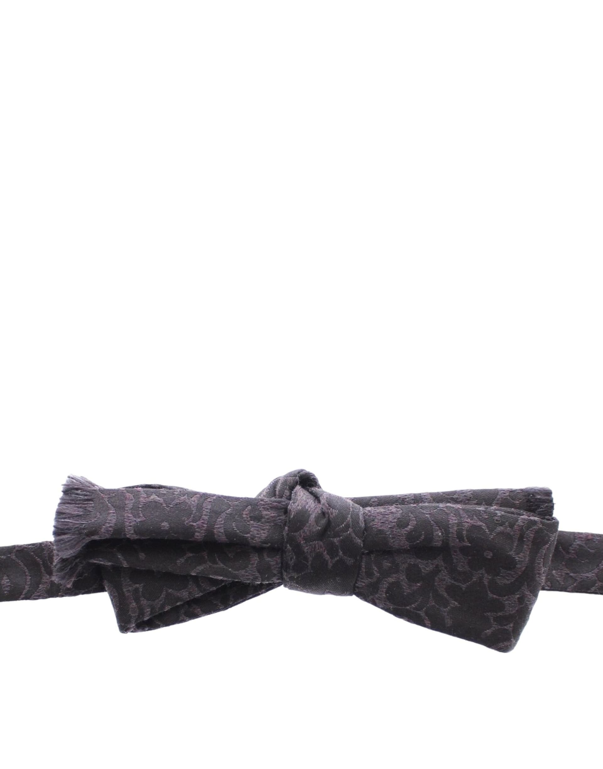 Gray Black Wool Silk Bow Tie - 3