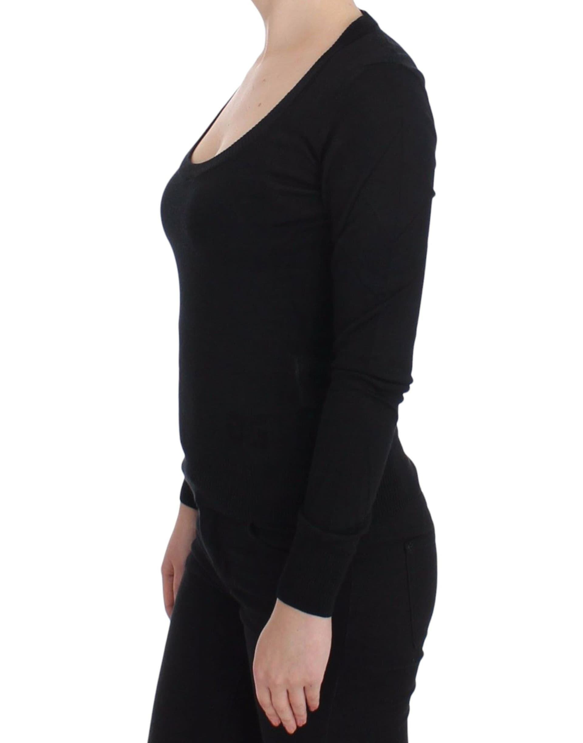 Black Cashmere Crewneck Sweater Pullover - 2