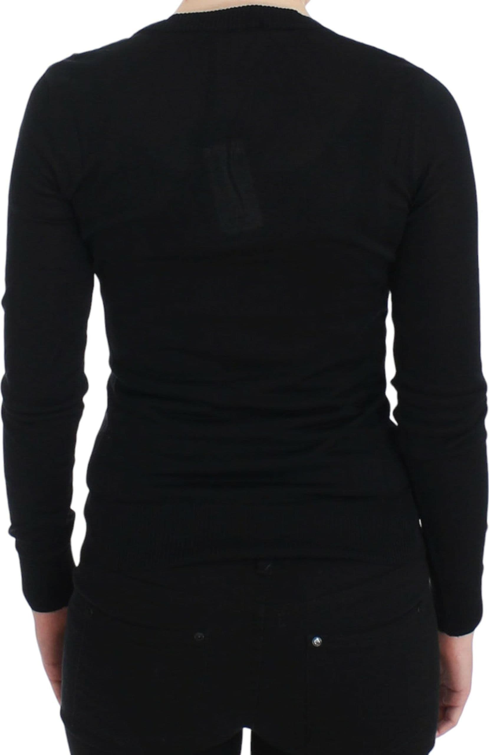Black Cashmere Crewneck Sweater Pullover - 3
