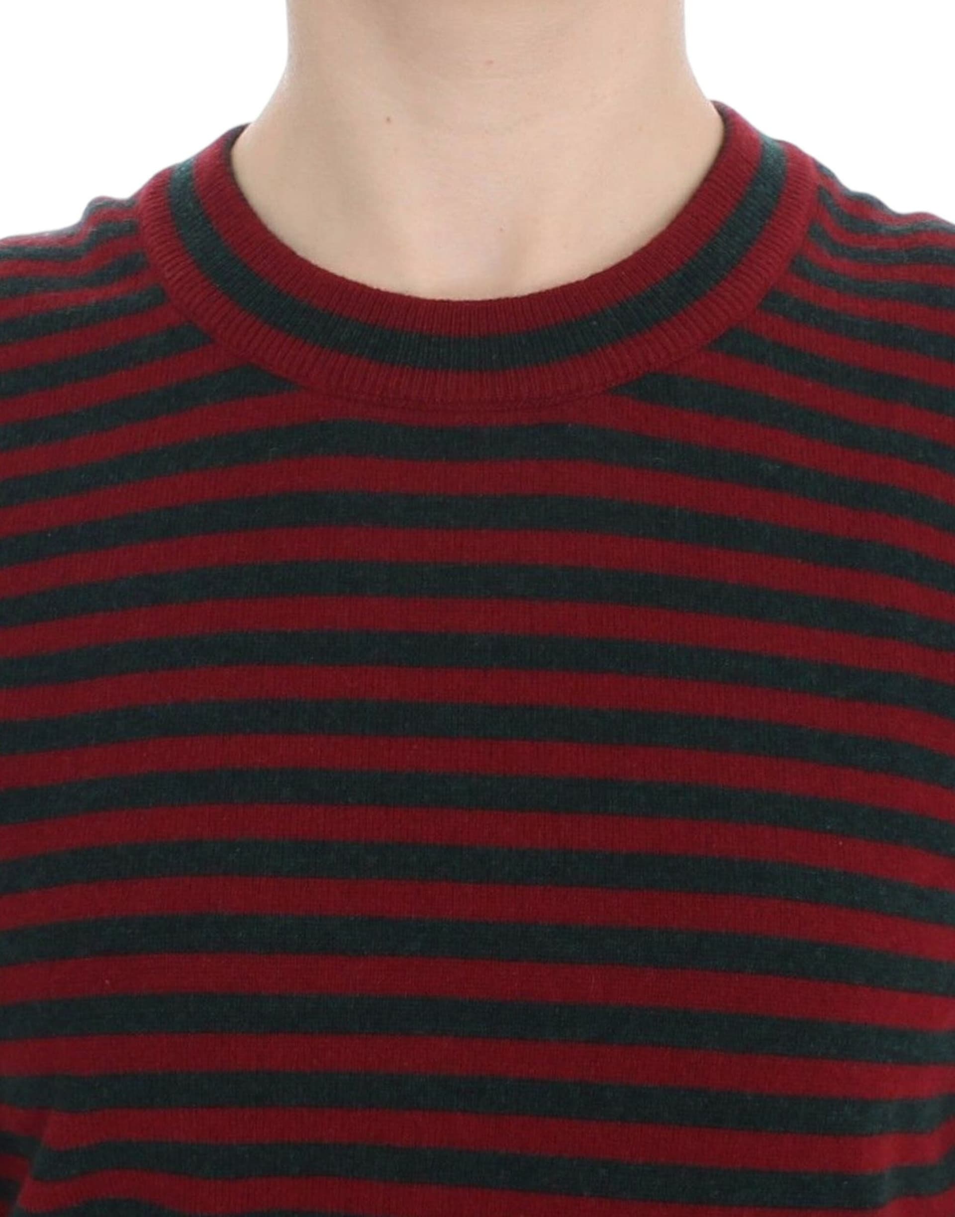 Red Gray Cashmere Short Sleeve Sweater - 5