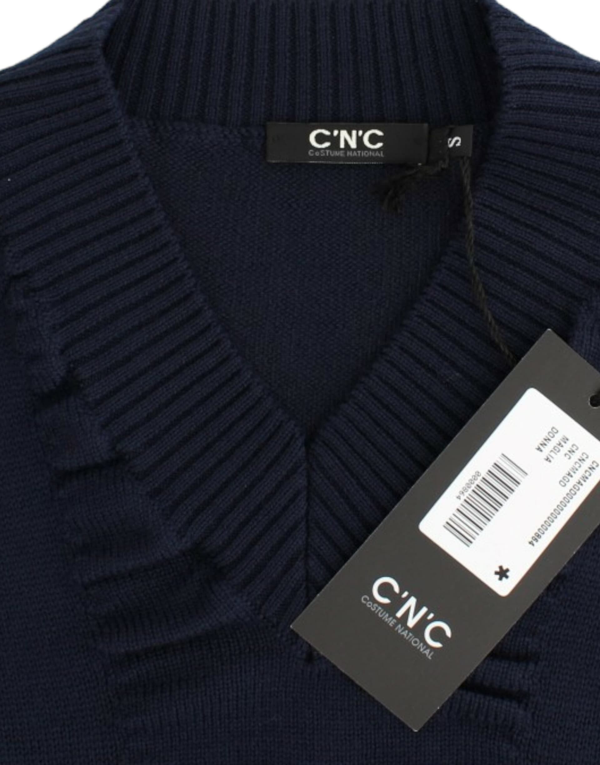 Dark blue V-neck wool sweater - 3