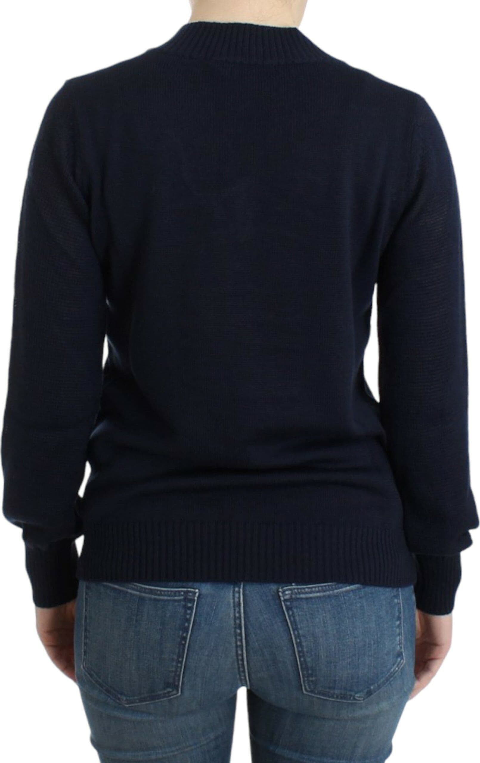 Dark blue V-neck wool sweater - 6