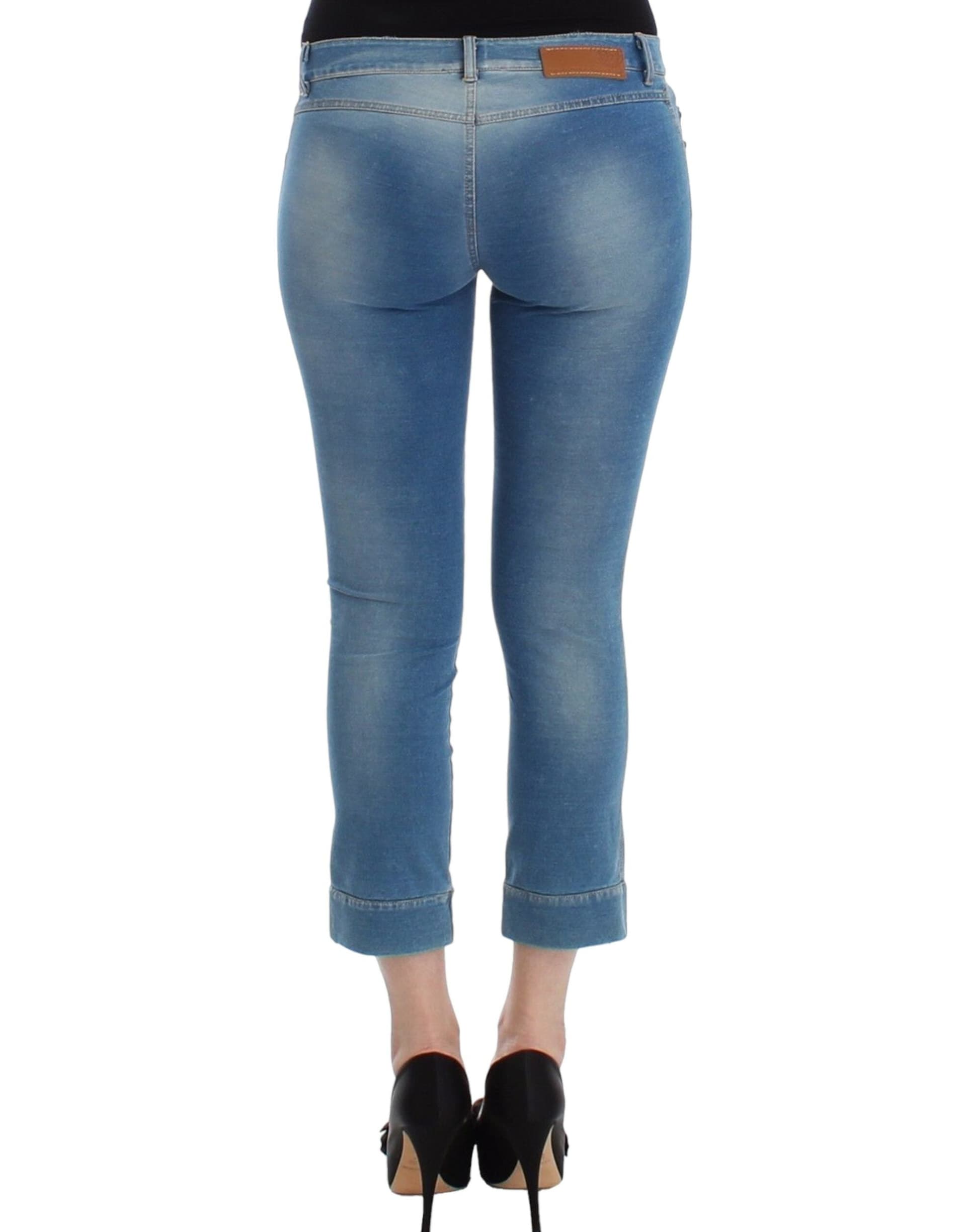 Beachwear Blue Jeans Capri Pants Cropped - 2