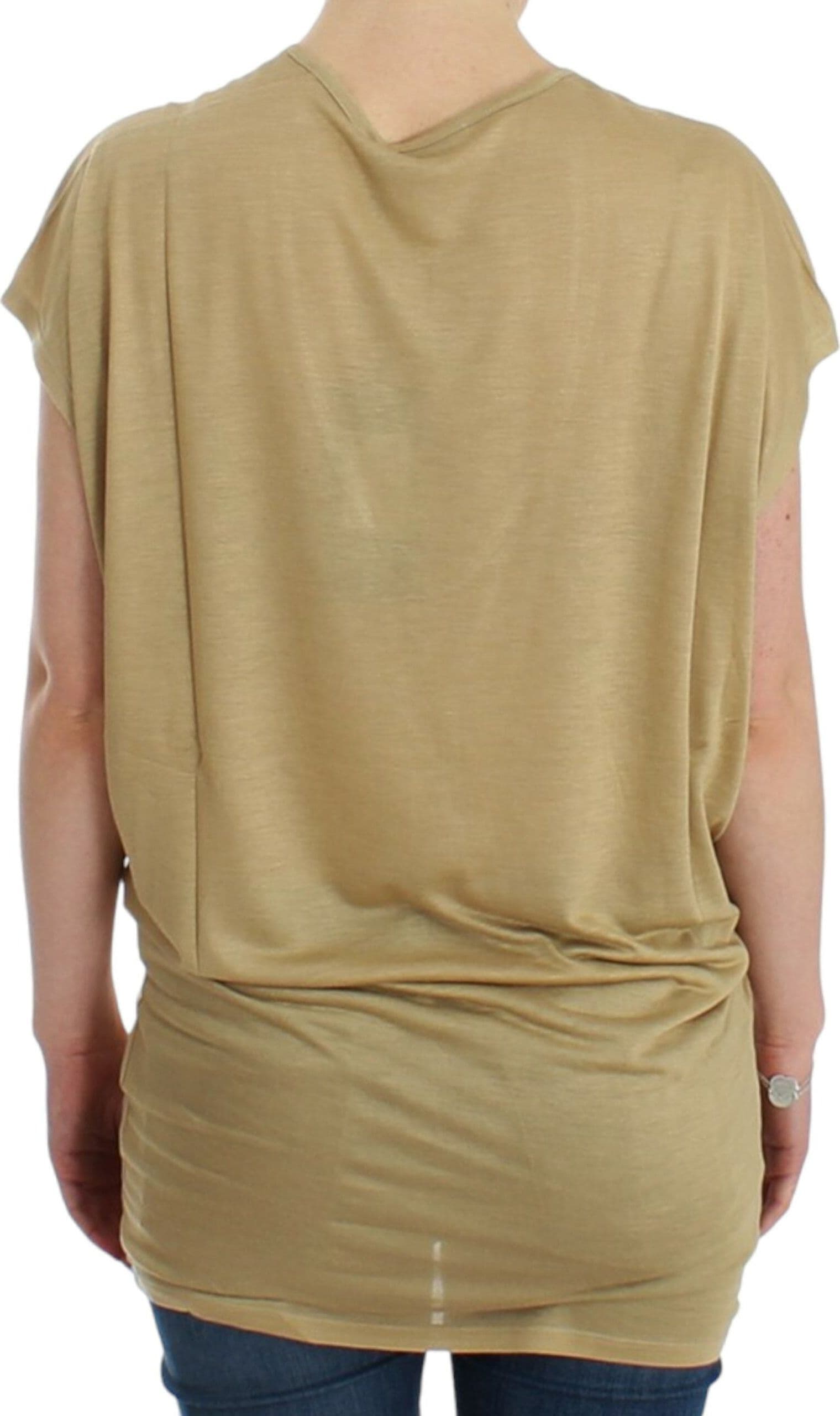 Beige motive print t-shirt - 5