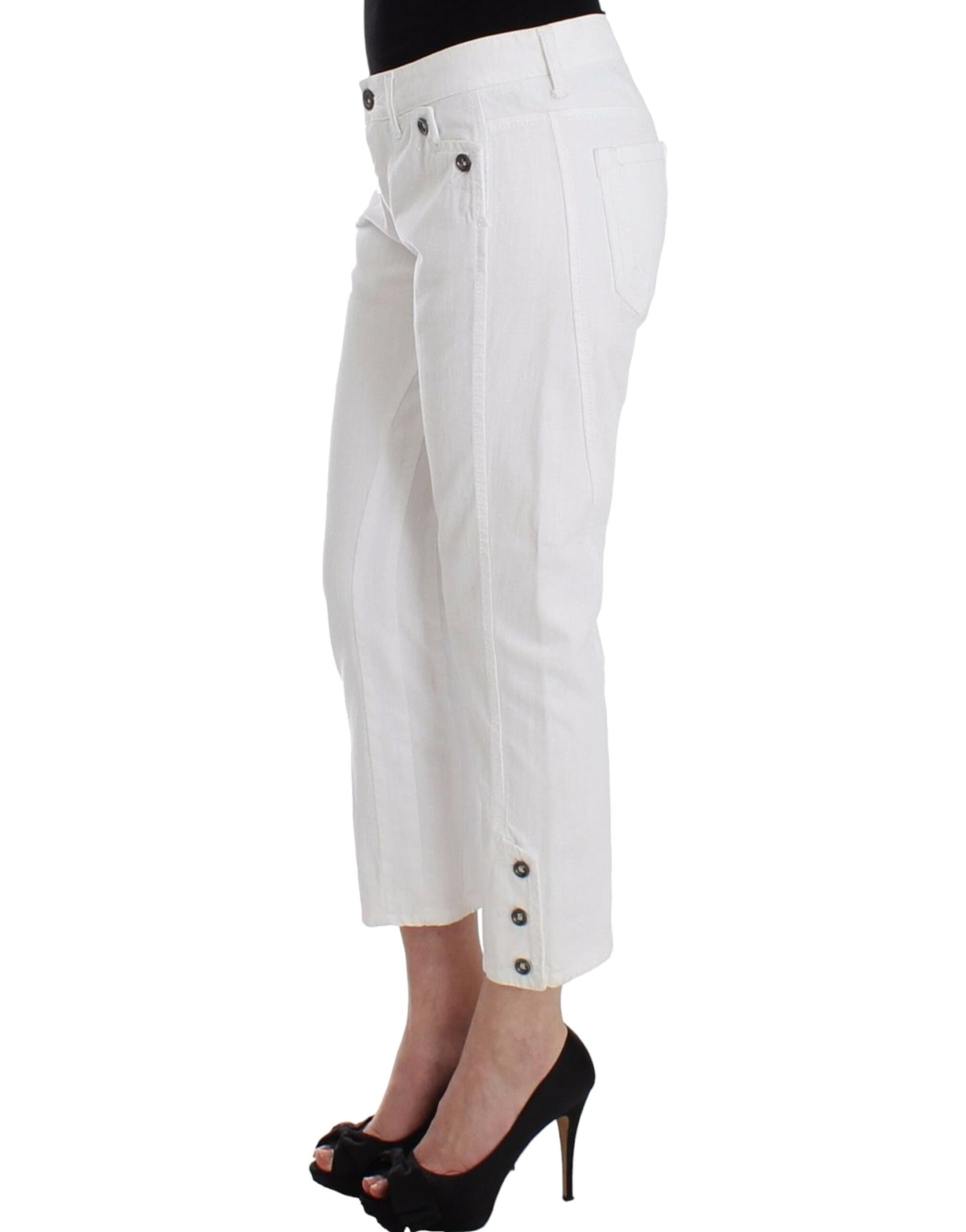 White Cropped Jeans Denim Pants Branded Capri - 2