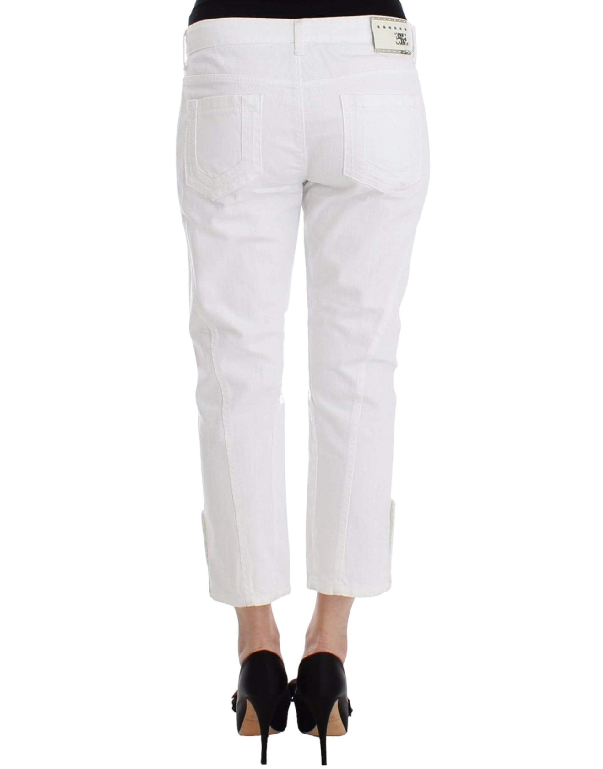 White Cropped Jeans Denim Pants Branded Capri - 3
