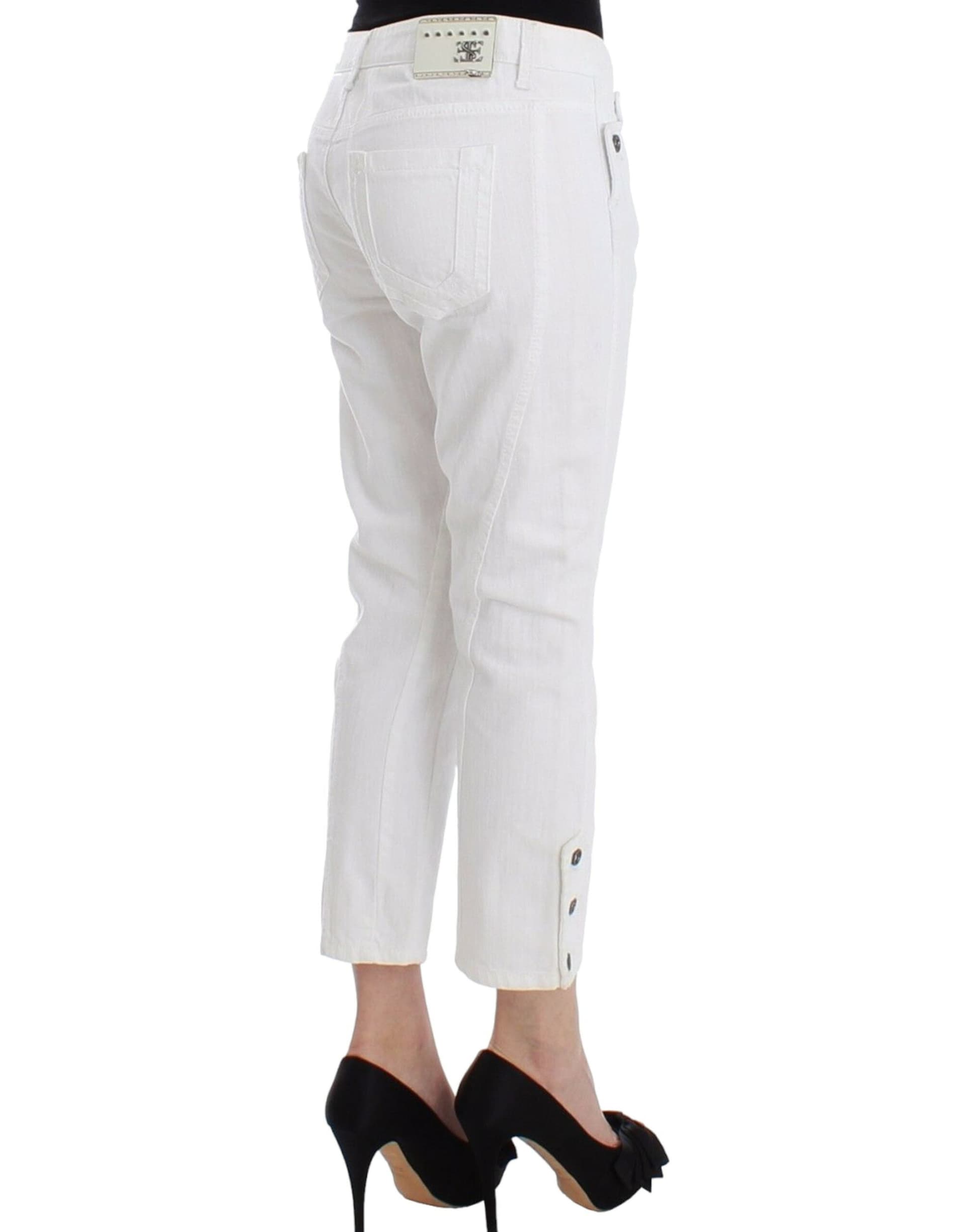White Cropped Jeans Denim Pants Branded Capri - 4