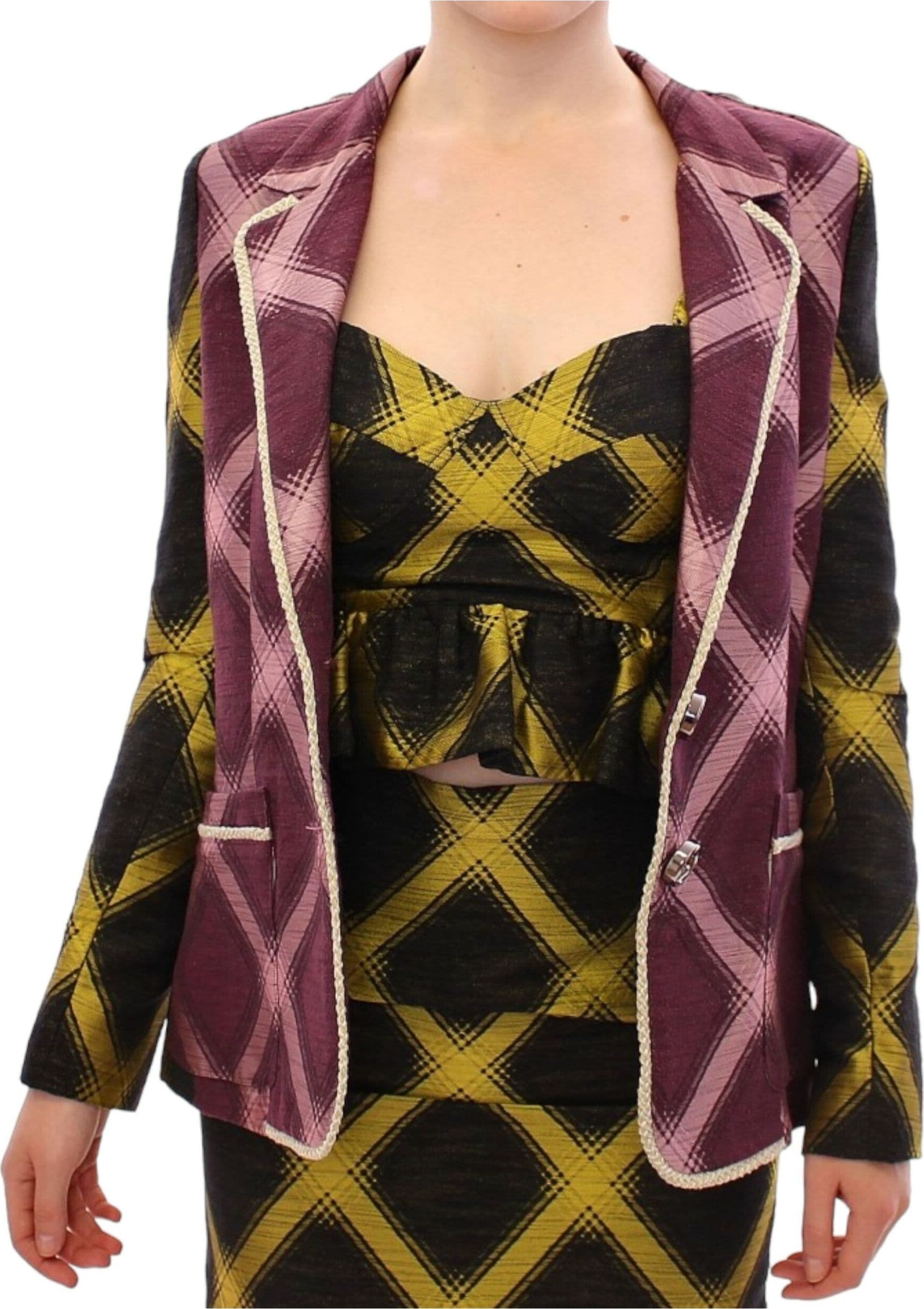 Purple checkered blazer jacket - 8