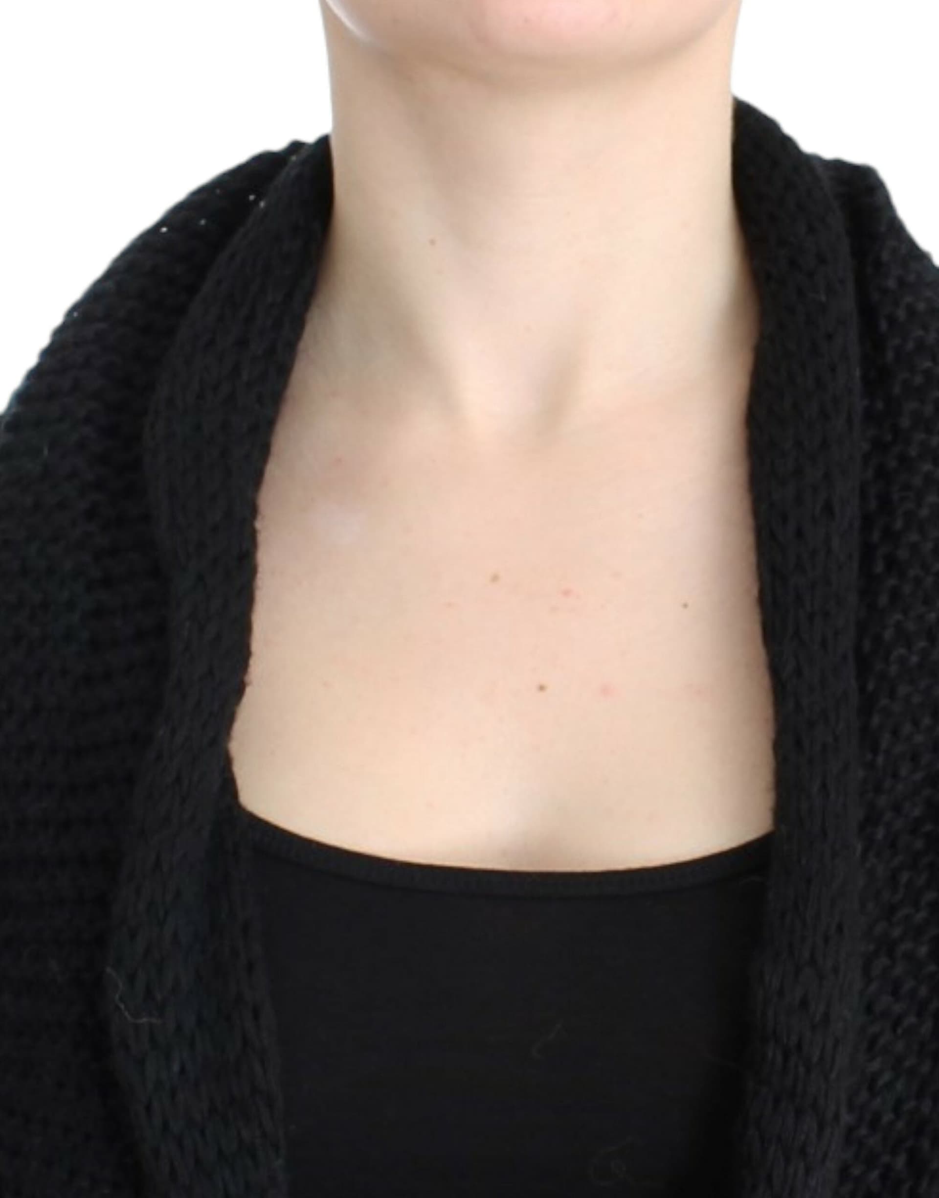 Black sleeveless knitted cardigan - 4