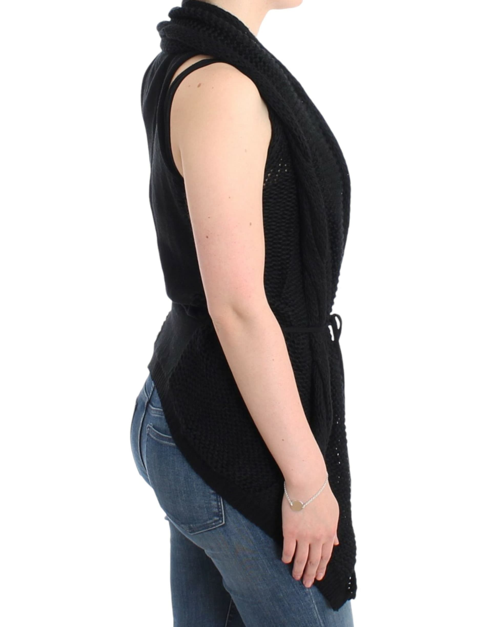 Black sleeveless knitted cardigan - 5