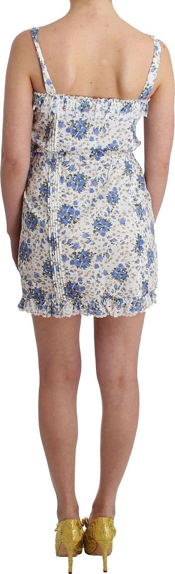 Beachwear Blue Floral Beach Mini Dress Short - 3