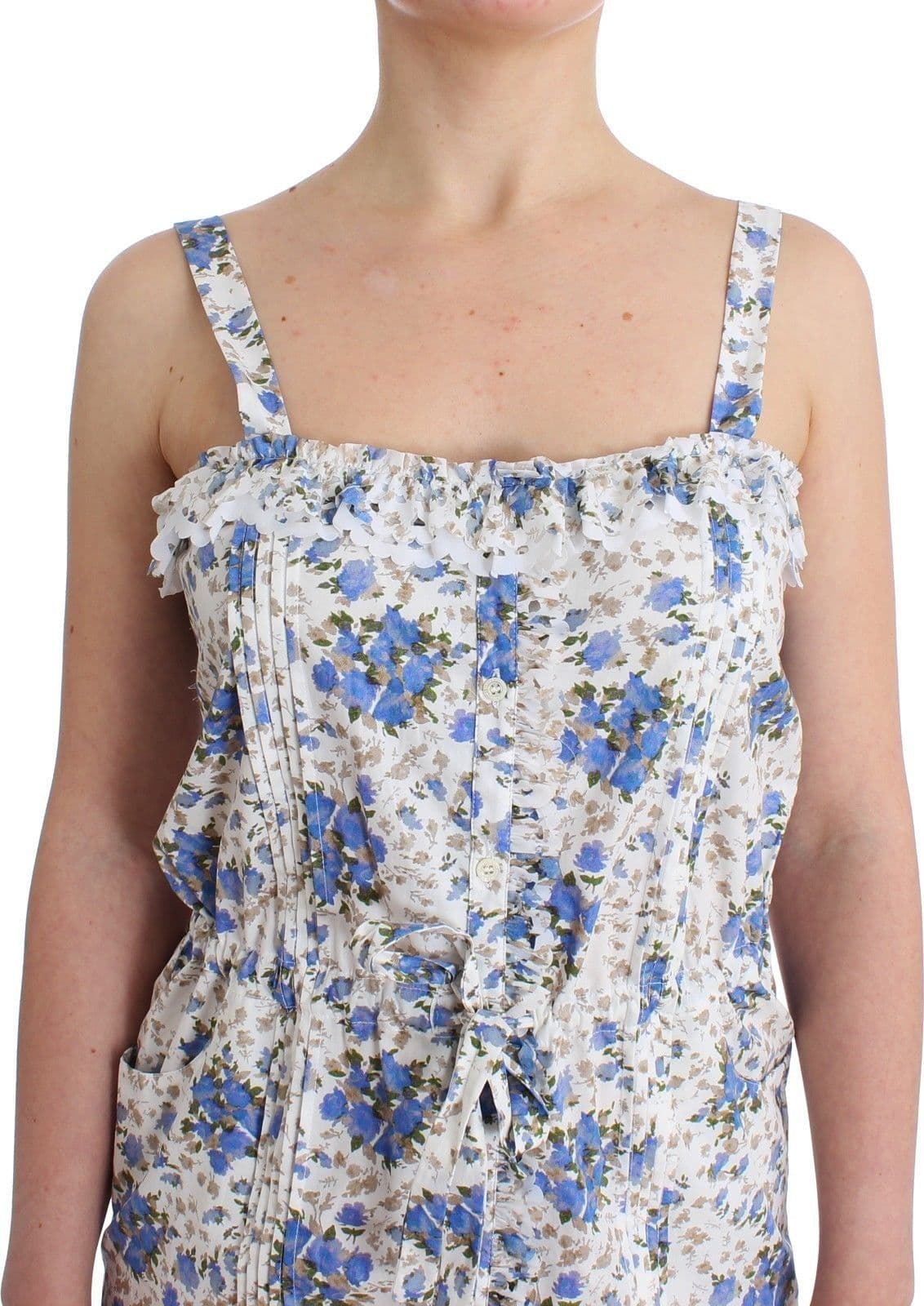 Beachwear Blue Floral Beach Mini Dress Short - 5