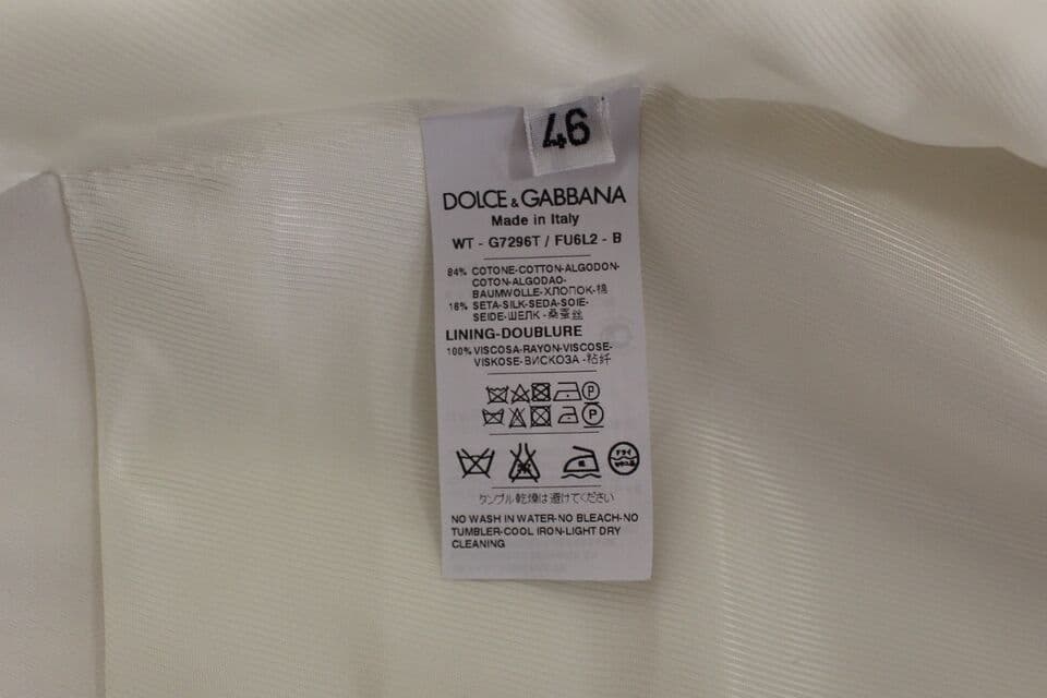 White Cotton Silk Blend Dress Vest Blazer - 4