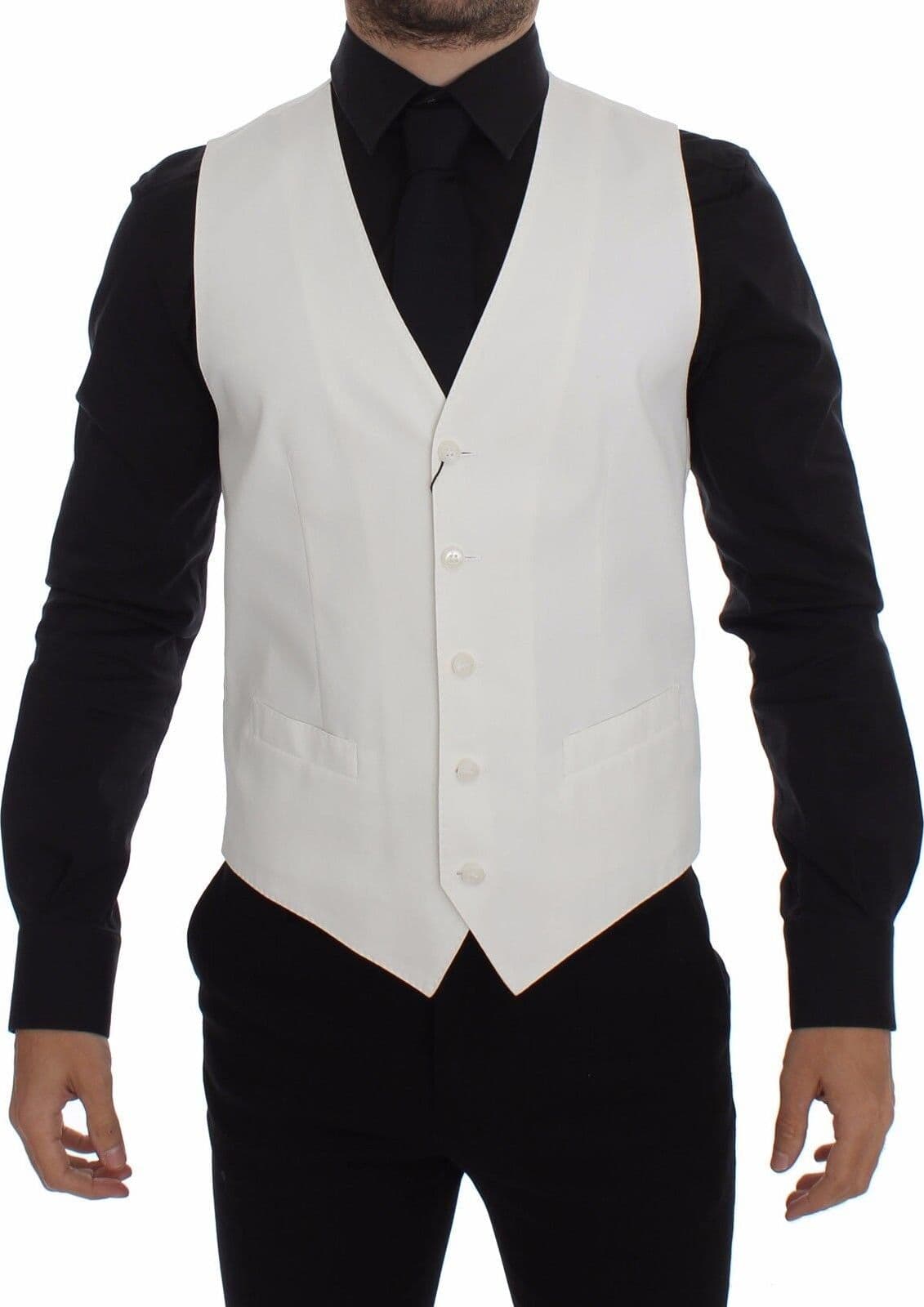 White Cotton Silk Blend Dress Vest Blazer - 6