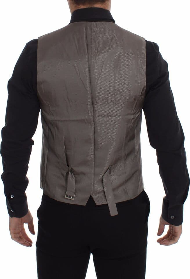 Beige Cotton Stretch Dress Vest Blazer - 2