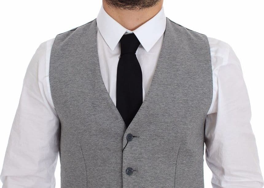 Gray Cotton Stretch Dress Vest Blazer - 2