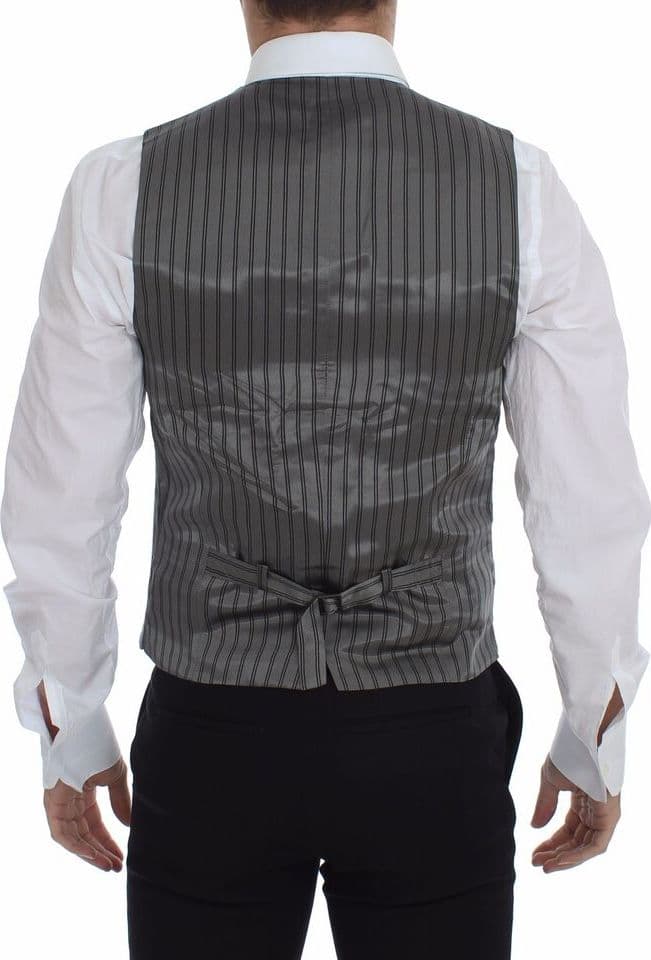 Gray Cotton Stretch Dress Vest Blazer - 3