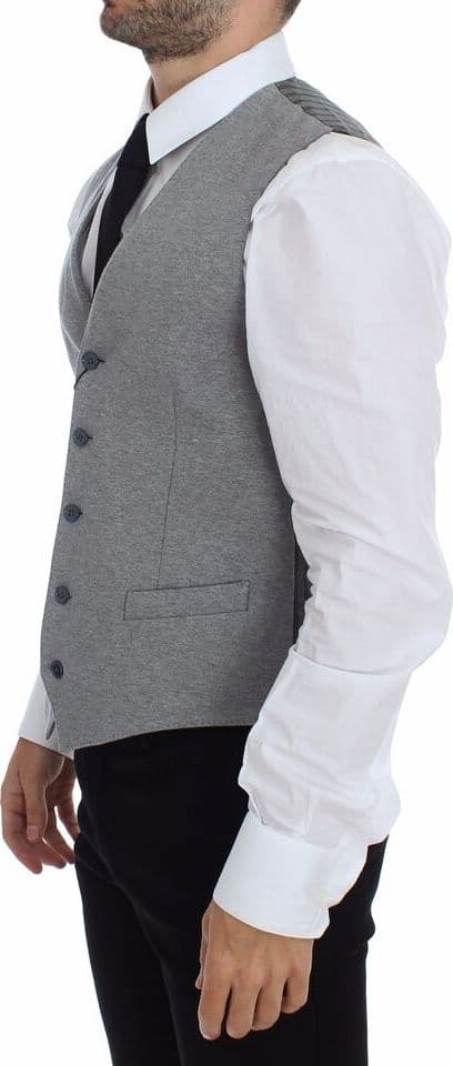 Gray Cotton Stretch Dress Vest Blazer - 4