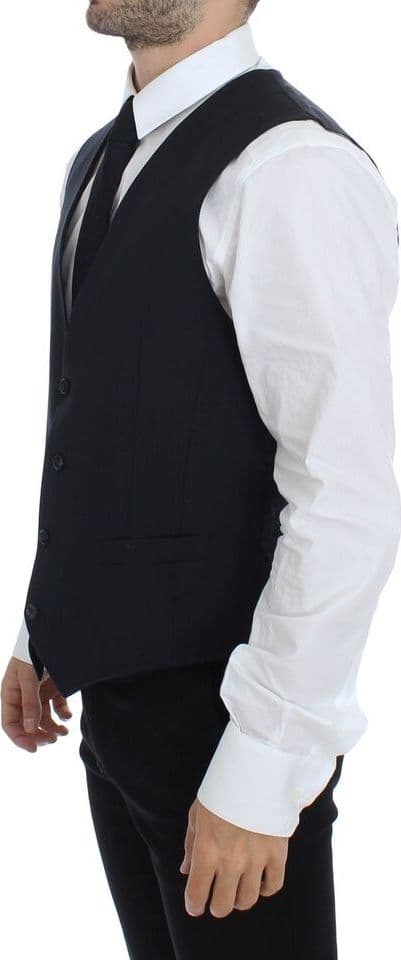 Gray Striped Wool Silk Dress Vest Gilet - 7