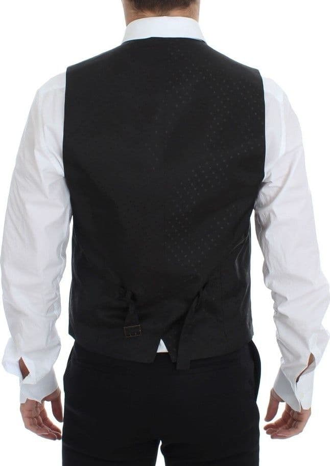 Black Wool Silk Stretch Dress Vest Blazer - 6
