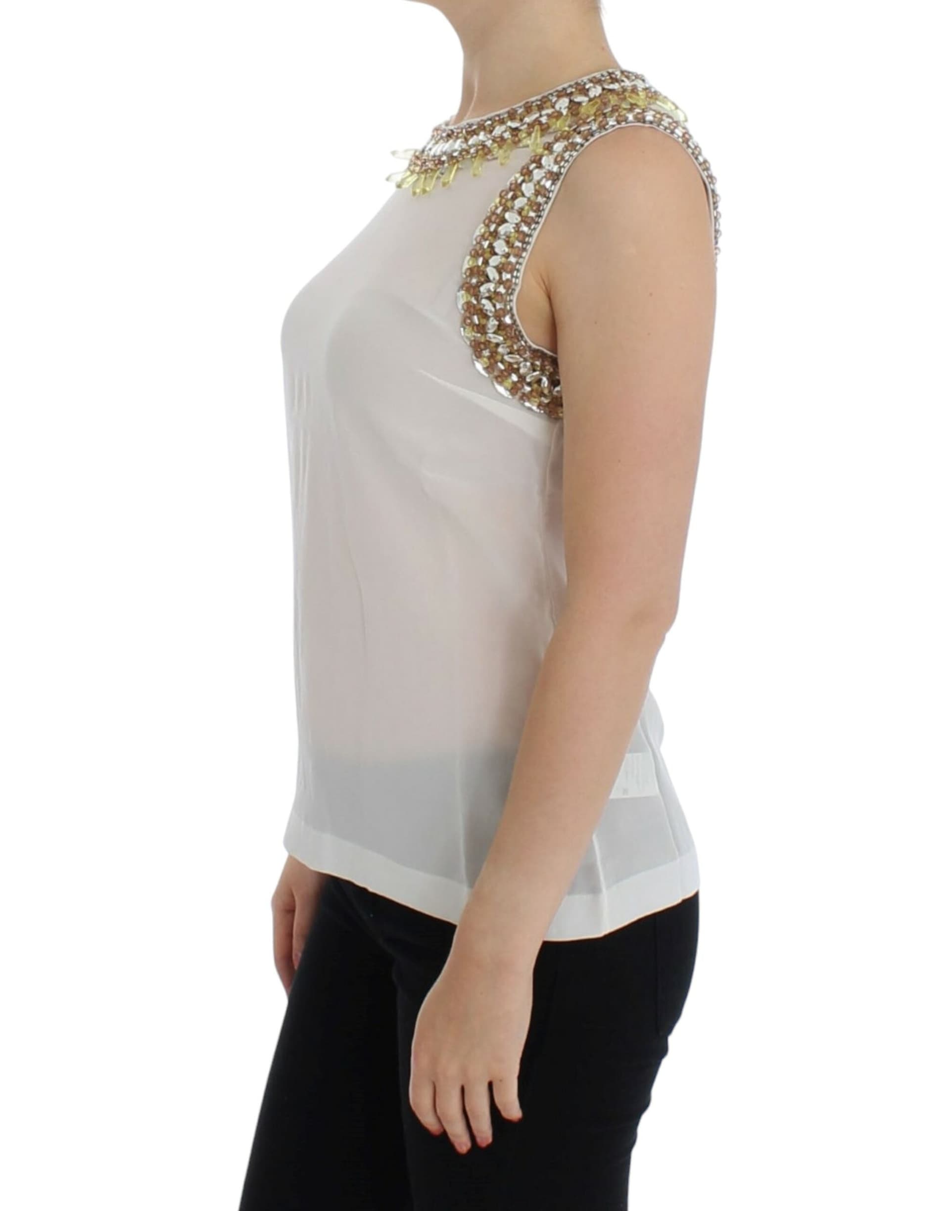 White crystal embellished tank top - 2