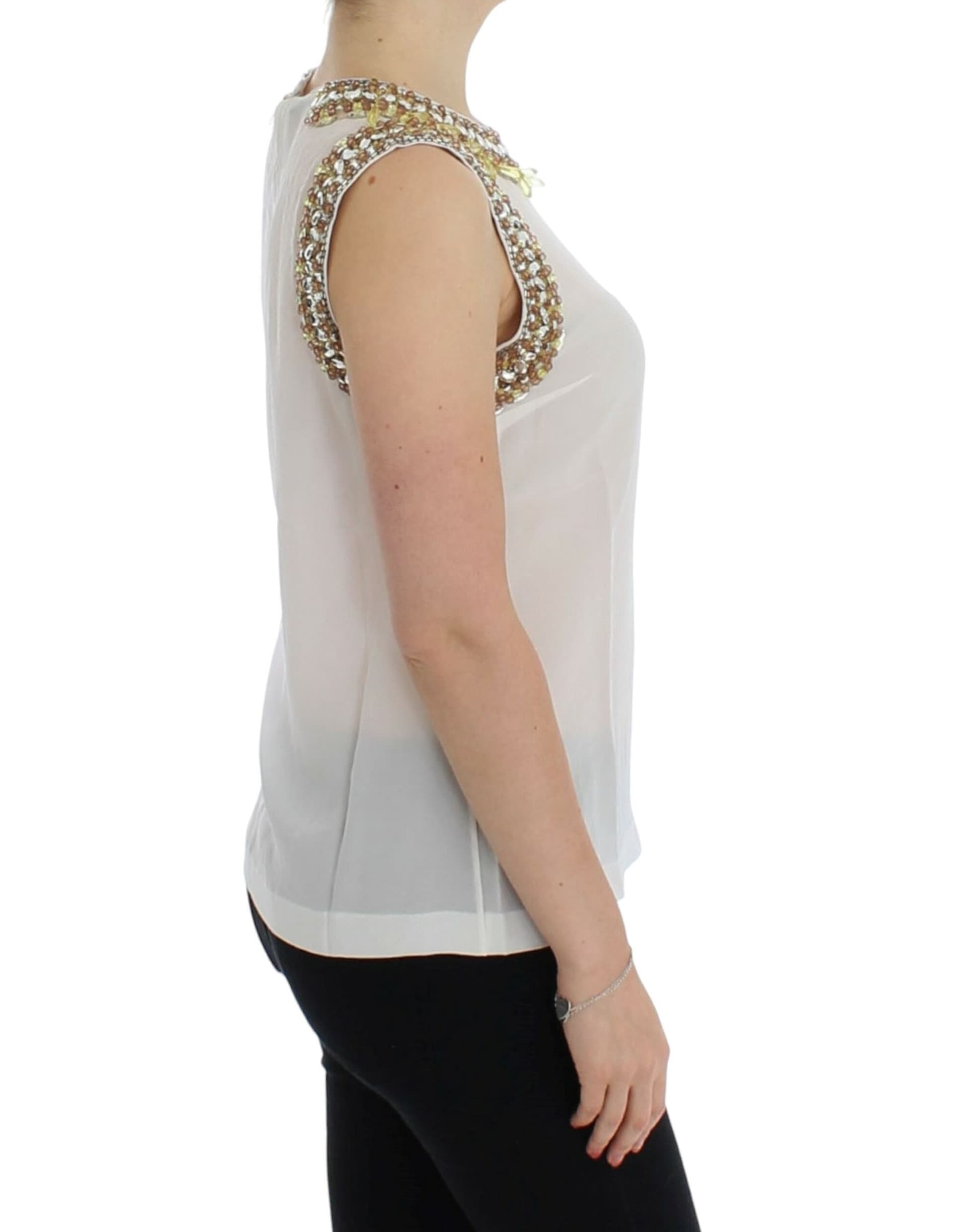 White crystal embellished tank top - 4