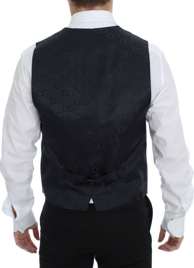 Blue Cotton Stretch Dress Vest Blazer - 6