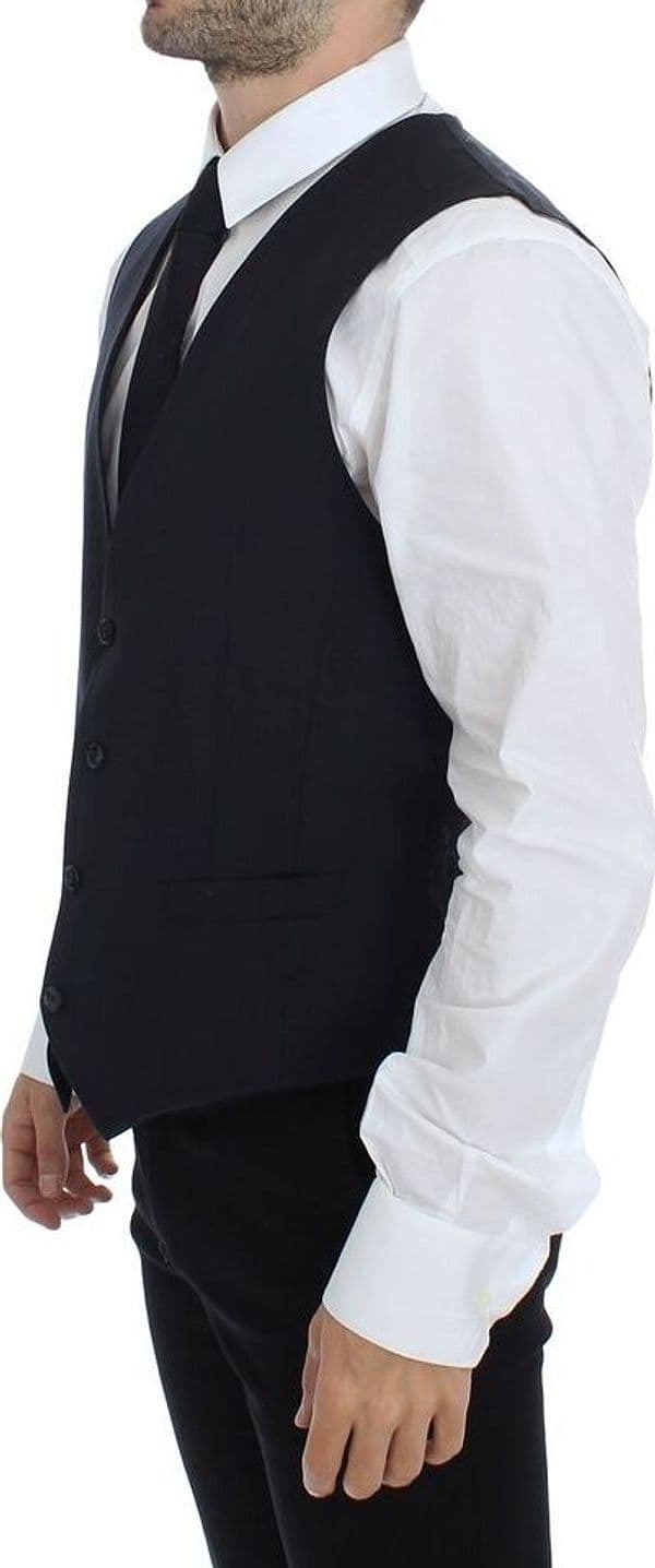 Blue Cotton Stretch Dress Vest Blazer - 7