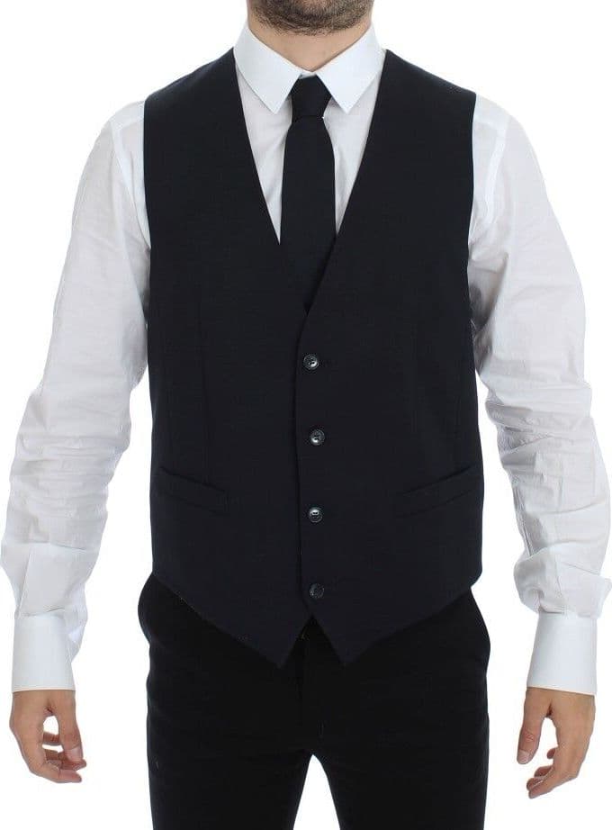 Blue Cotton Stretch Dress Vest Blazer - 8
