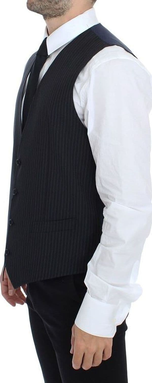 Gray Stretch Formal Dress Vest Gilet - 4