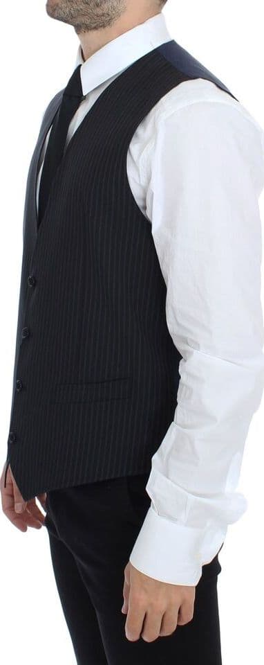 Gray Stretch Formal Dress Vest Gilet - 4