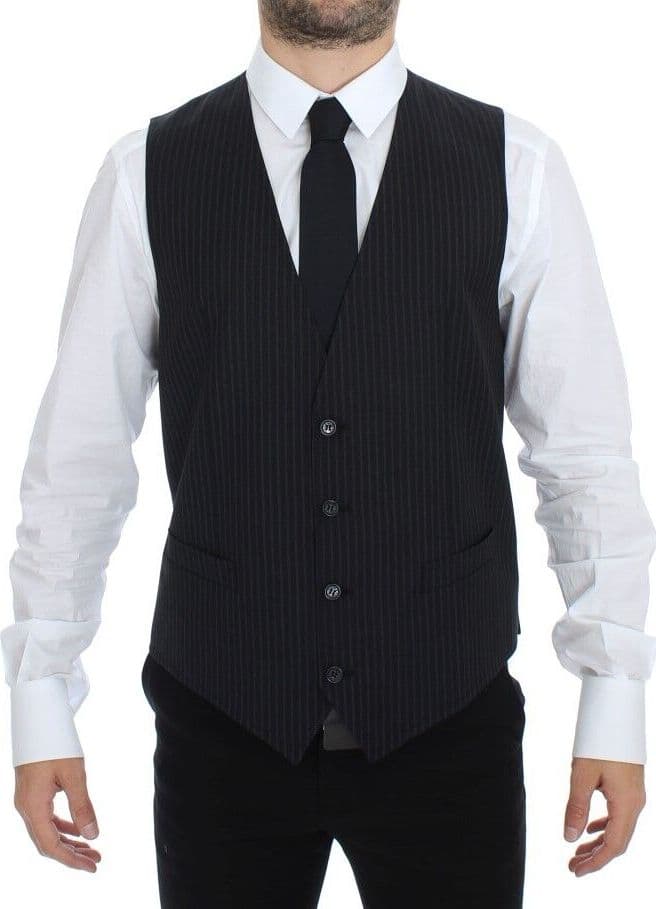 Gray Stretch Formal Dress Vest Gilet - 5