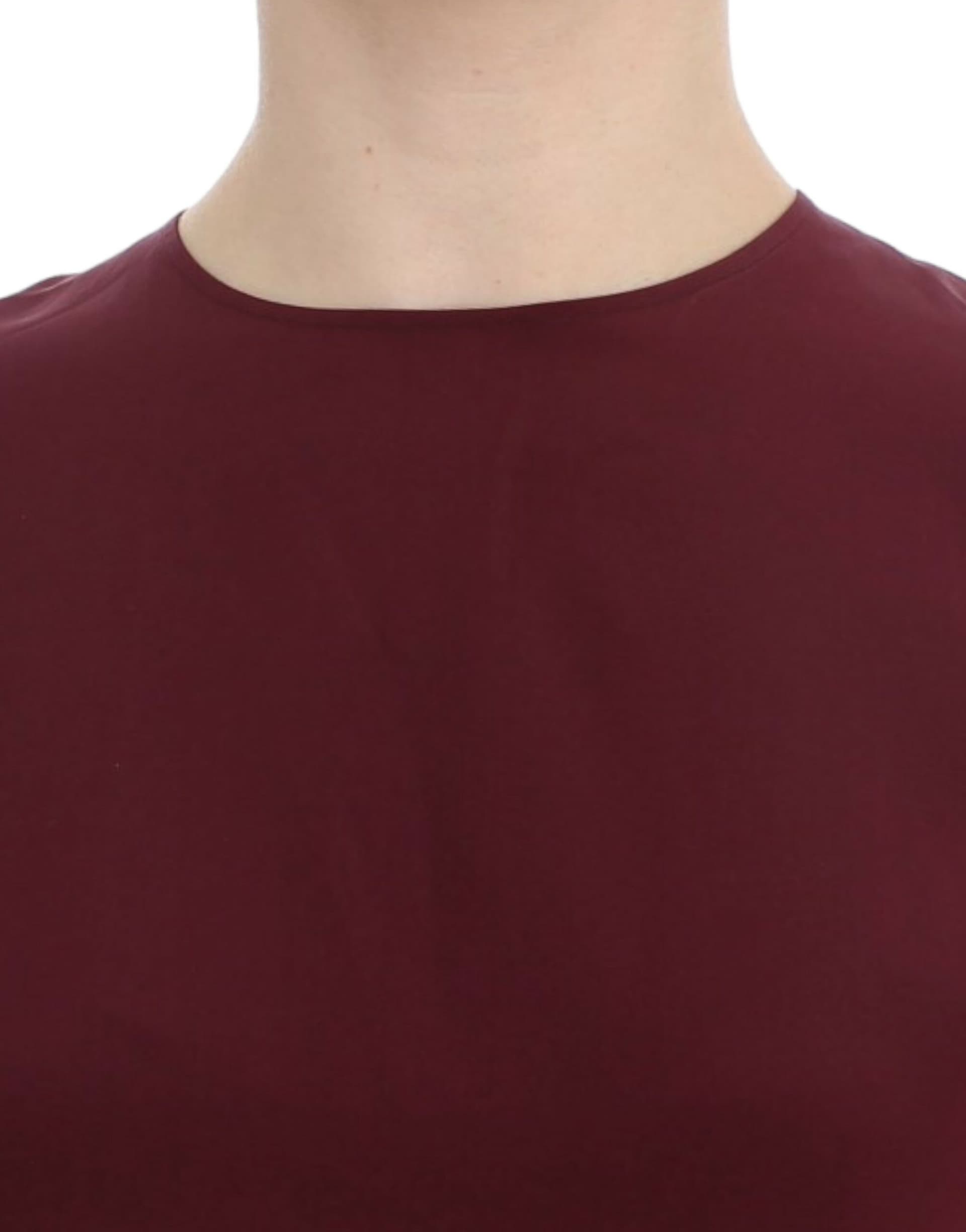 Red 3/4 sleeve silk blouse - 5