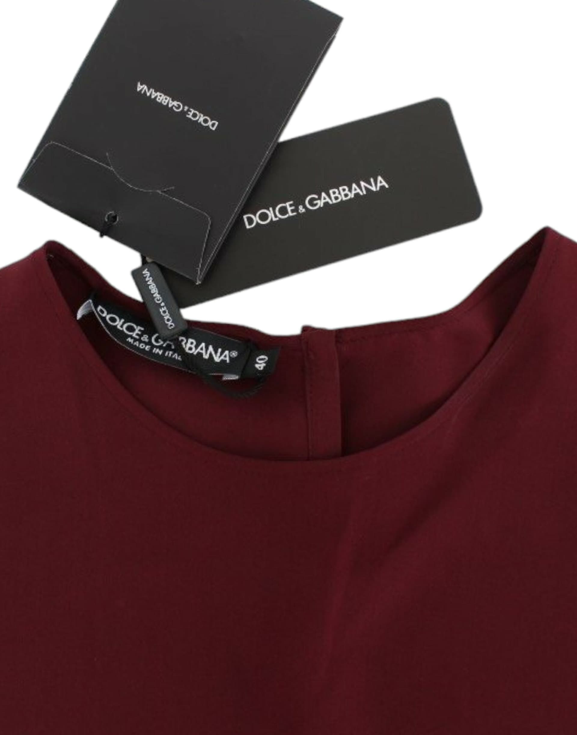 Red 3/4 sleeve silk blouse - 6
