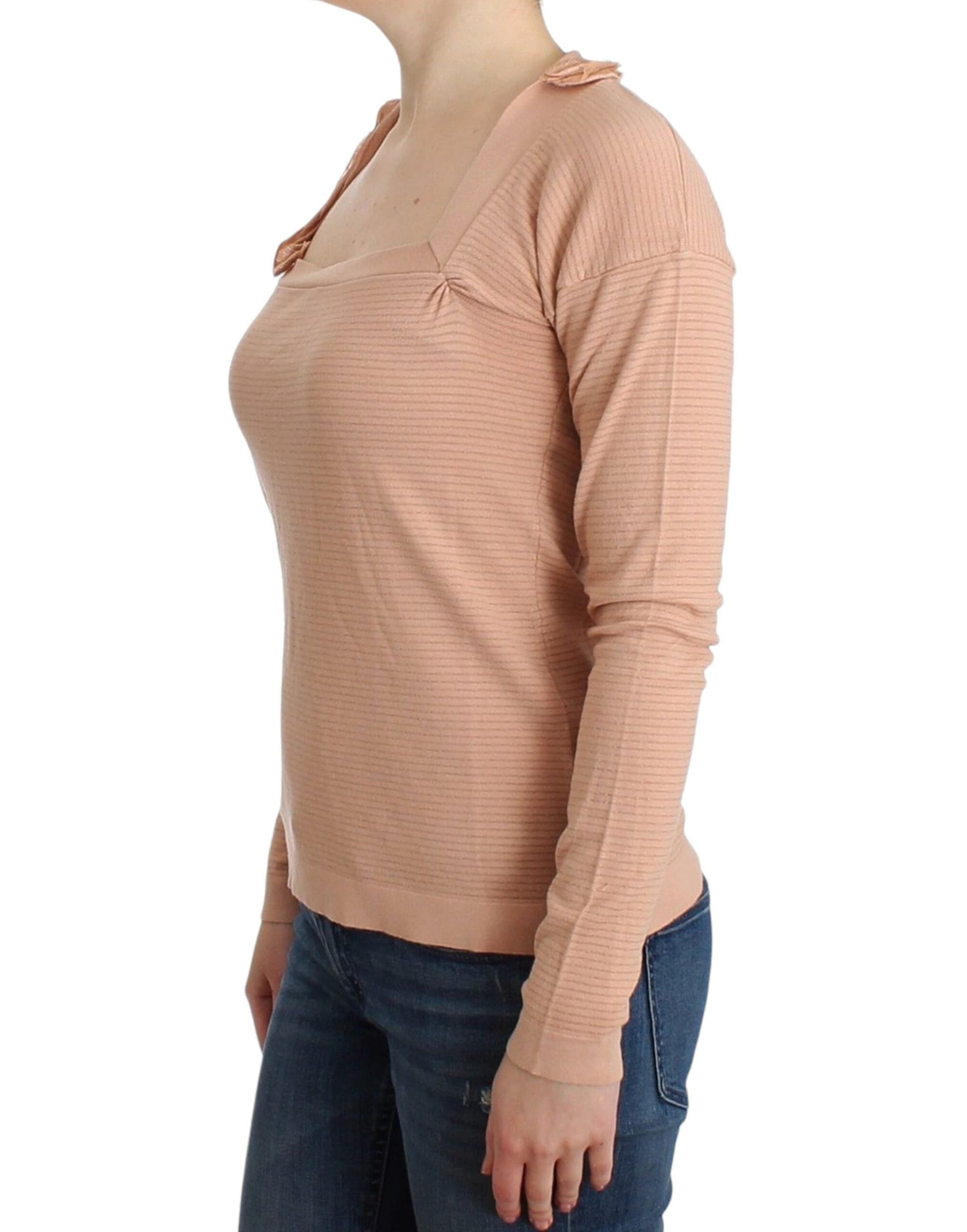 Orange Wool Blend Striped Long Sleeve Top - 2