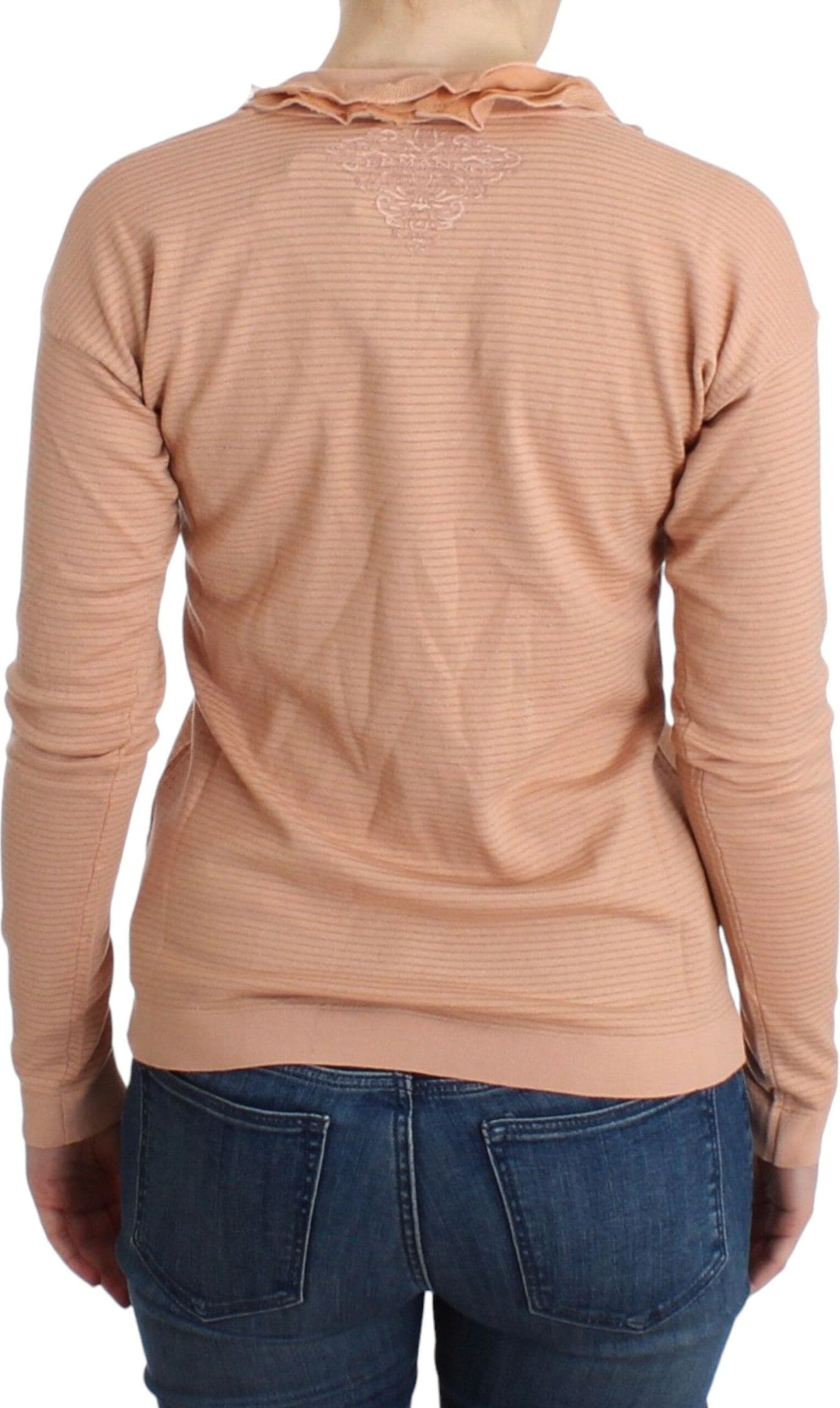 Orange Wool Blend Striped Long Sleeve Top - 3