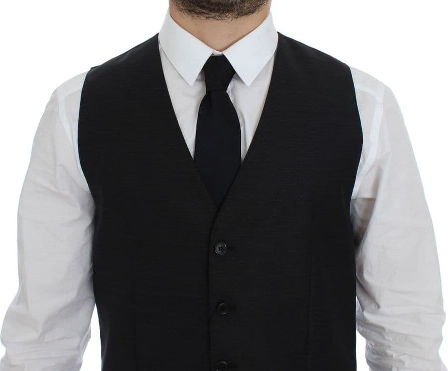 Gray Wool Silk Dress Vest Gilet Weste - 5