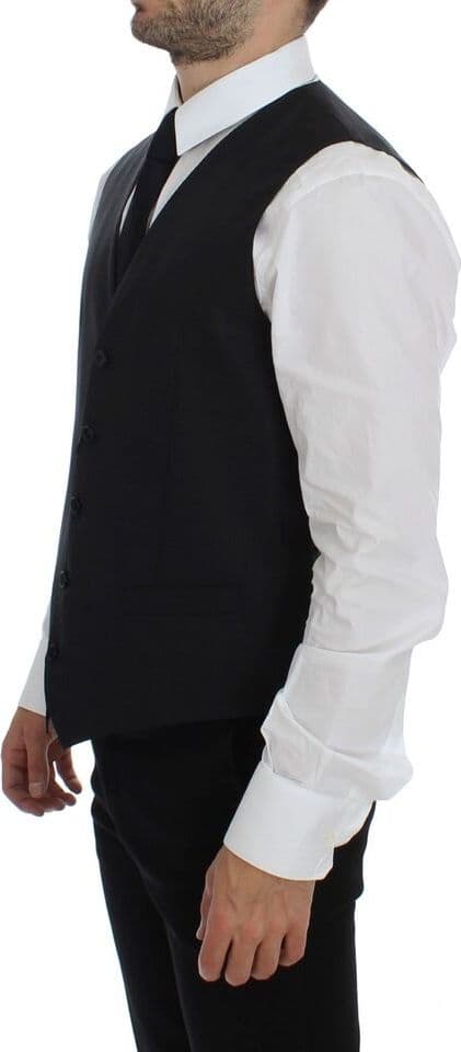 Gray Wool Silk Dress Vest Gilet Weste - 7