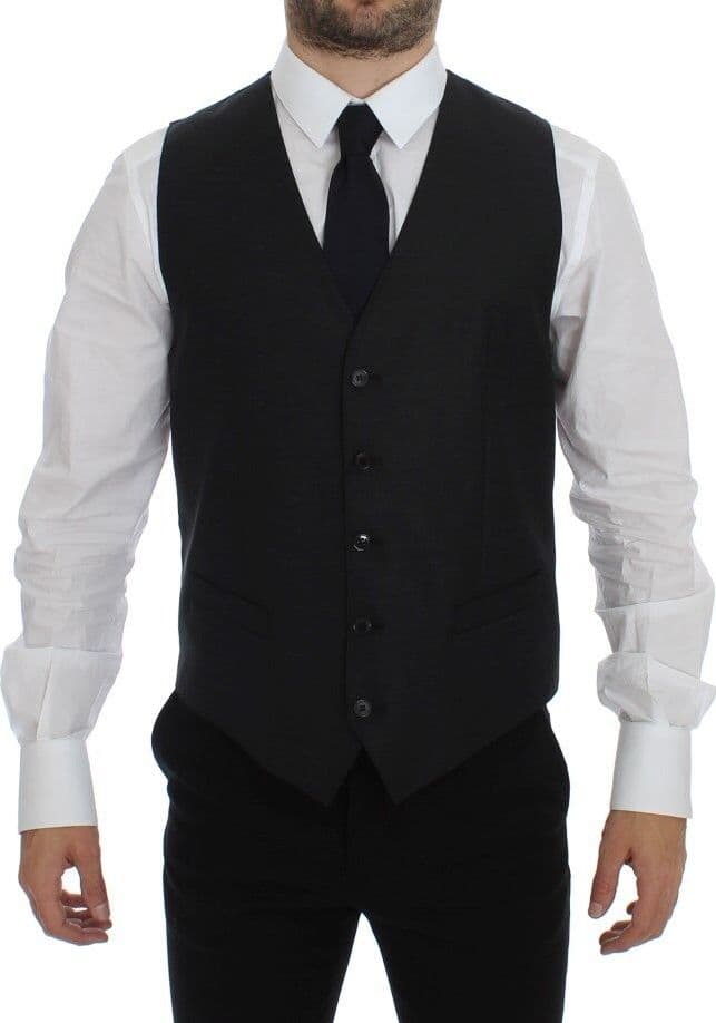 Gray Wool Silk Dress Vest Gilet Weste - 8