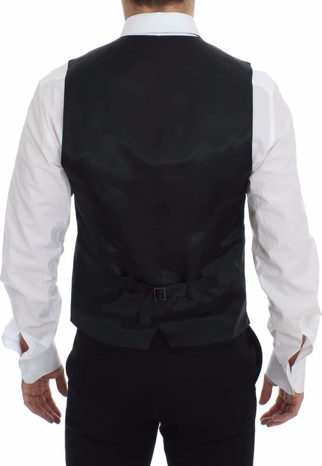 Gray Striped Wool Logo Vest Gilet Weste - 2