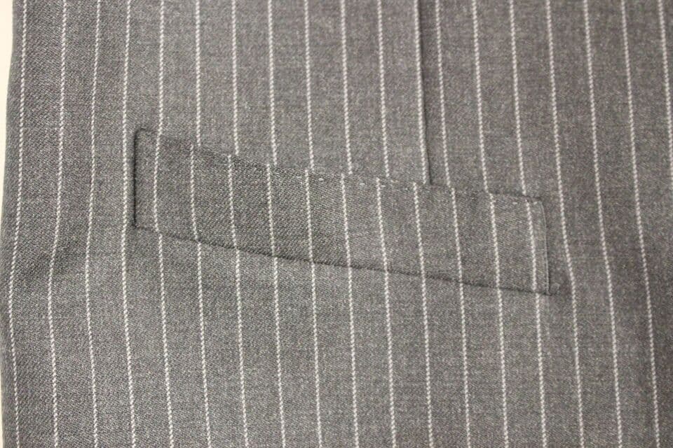 Gray Striped Wool Single Breasted Vest - 5