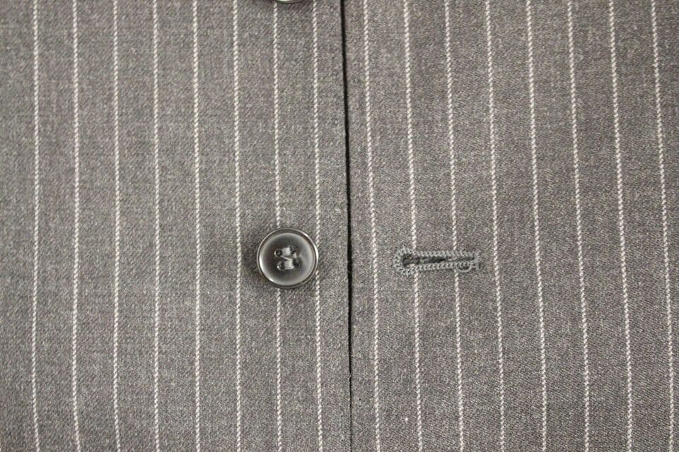 Gray Striped Wool Single Breasted Vest - 6